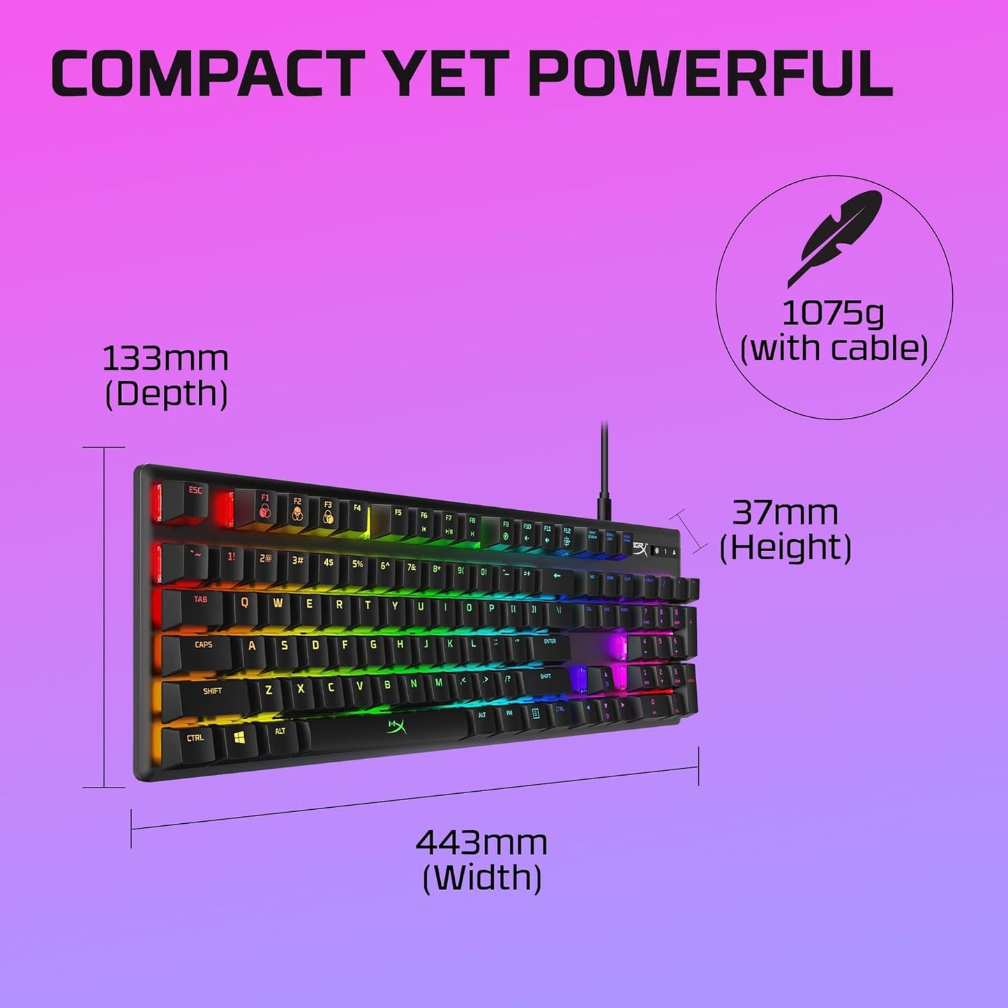 Alloy Origins - Mechanical Gaming Keyboard, Software-Controlled Light & Macro Customization, Compact Form Factor, RGB LED Backlit - Clicky Blue Switch,