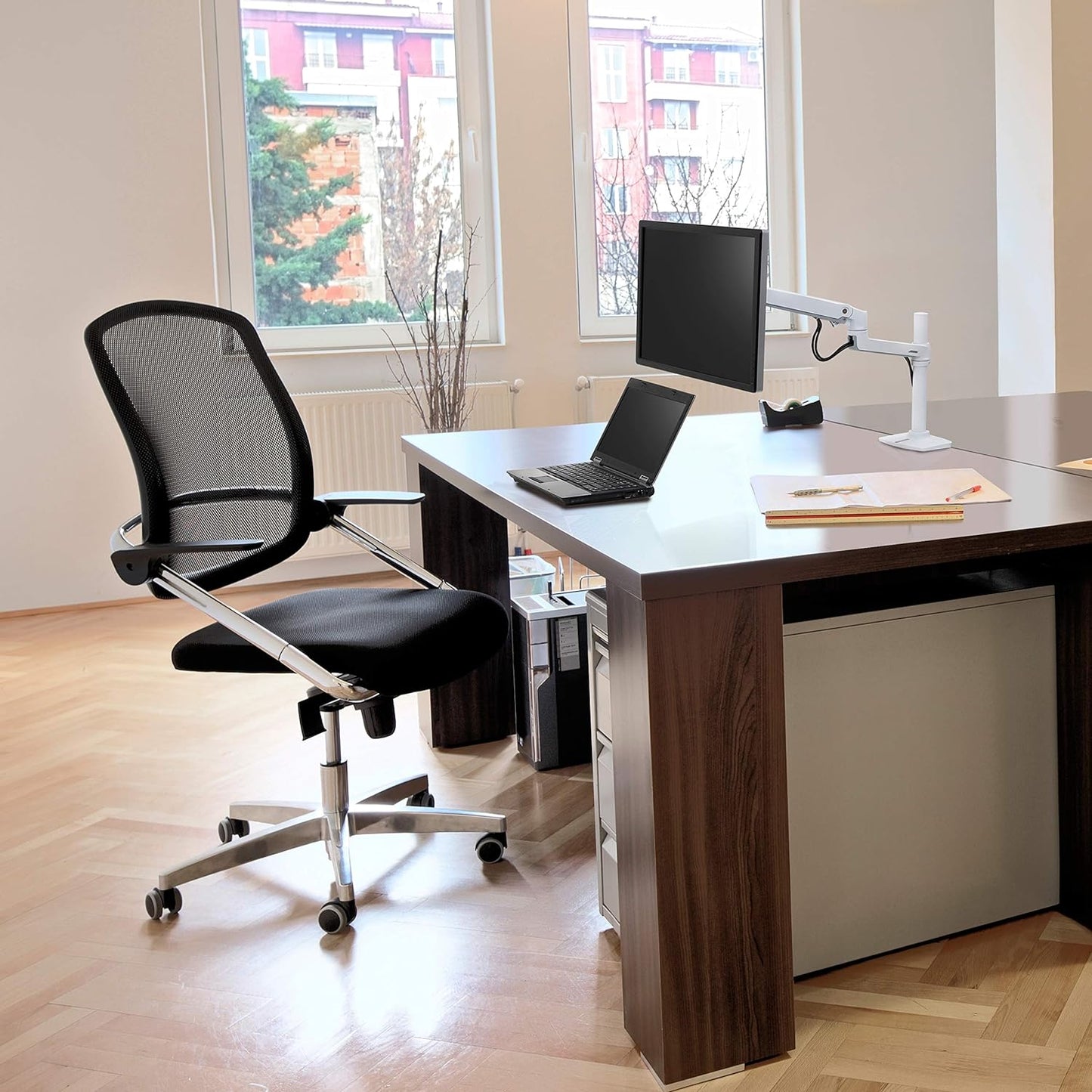 – LX Monitor Arm, Single Monitor Desk Mount – Fits Flat Curved Ultrawide Computer Monitors up to 34 Inches, 7 to 25 Lbs, VESA 75X75Mm or 100X100Mm – Tall Pole, White