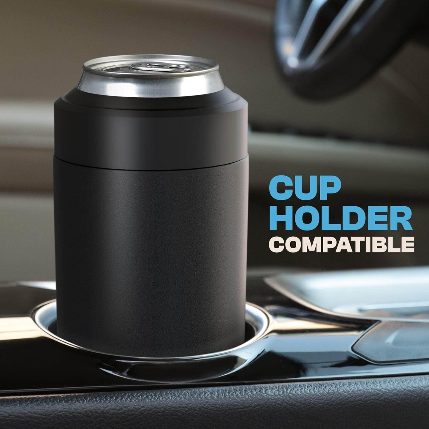 Universal Buddy Can Cooler - Fits All - for Regular 12 & 16 Oz or Slim-Size Bottles - Insulated Double -Walled Stainless Steel (All White)