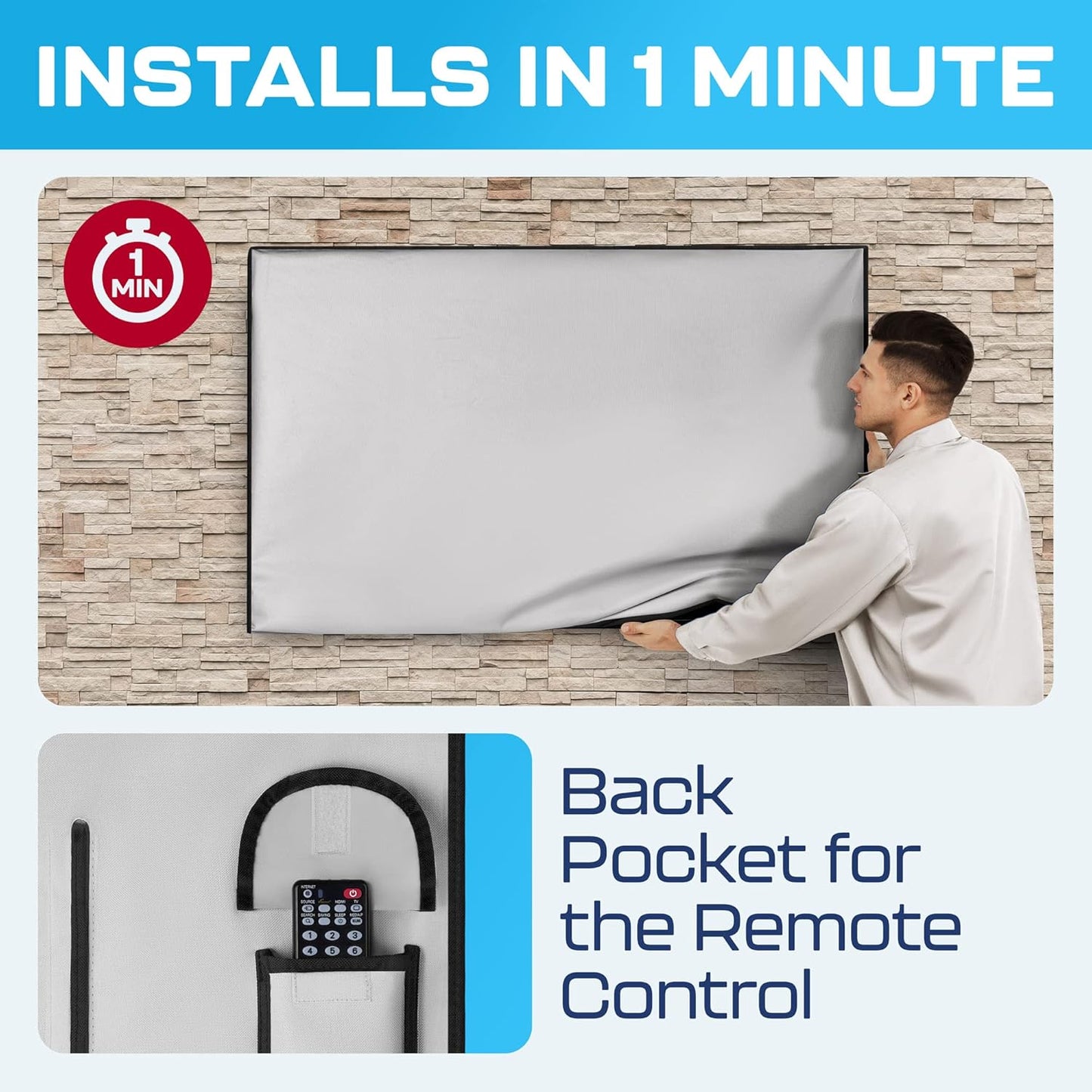 Outdoor TV Cover 50 Inch – Waterproof & Weatherproof TV Enclosure, Smart Shield Screen Protector, outside TV Covers for Moving & Storage - Gray