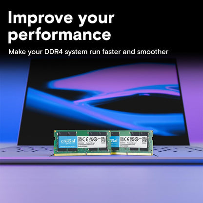 32GB DDR4 RAM Kit (2X16Gb), 3200Mhz (PC4-25600) CL22 Laptop Memory, SODIMM 260-Pin, Downclockable to 2933/2666Mhz, Compatible with 13Th Gen Intel Core and AMD Ryzen 7000 - CT2K16G4SFRA32A