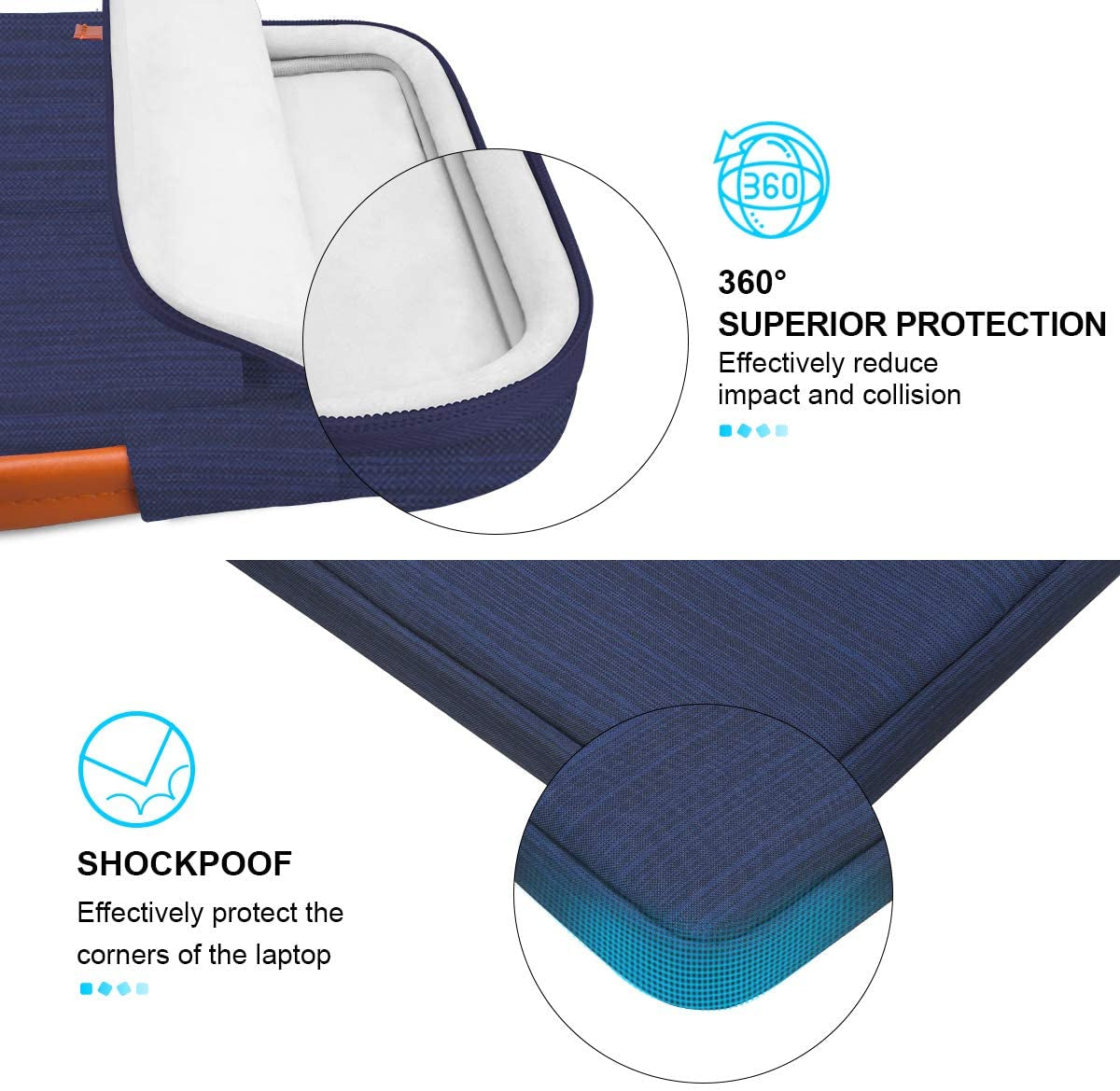 360° Protective Laptop Sleeve Case for 16 Inch New Macbook Pro M4/M3/M2/M1 Pro/Max A3403 A3186 A2991 A2780 A2485 A2141 2024-2019, 15 Inch Surface Laptop 7Th Copilot+Pc/6/5/4/3 Computer Bag, Blue