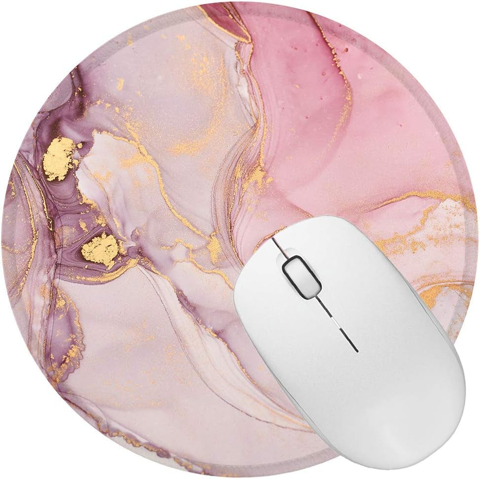 Mouse Pad, Cute Circular Mousepad with Design, Beautiful Parttern Mouse Pads with Stitched Edge, 7.9X7.9 Inch Small Mouse Mat for Laptop and Computer(3Pack Pretty Marble-2)