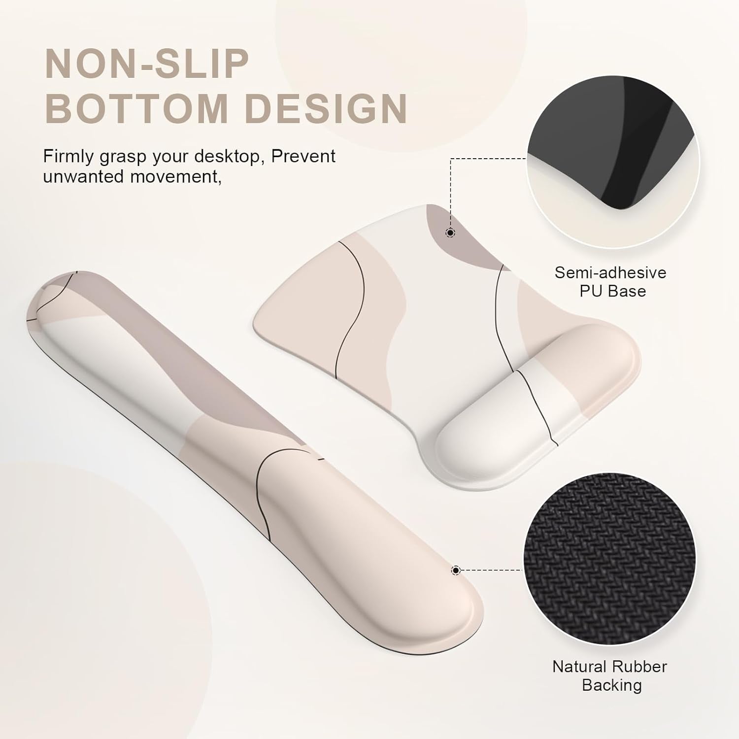 Mouse Pad with Wrist Rest, Keyboard Wrist Rest, Made of Memory Foam, Ergonomic Support, Easy Typing and Relieve Wrist Pain for Gaming, Computer, Office, Laptop-Brown Art