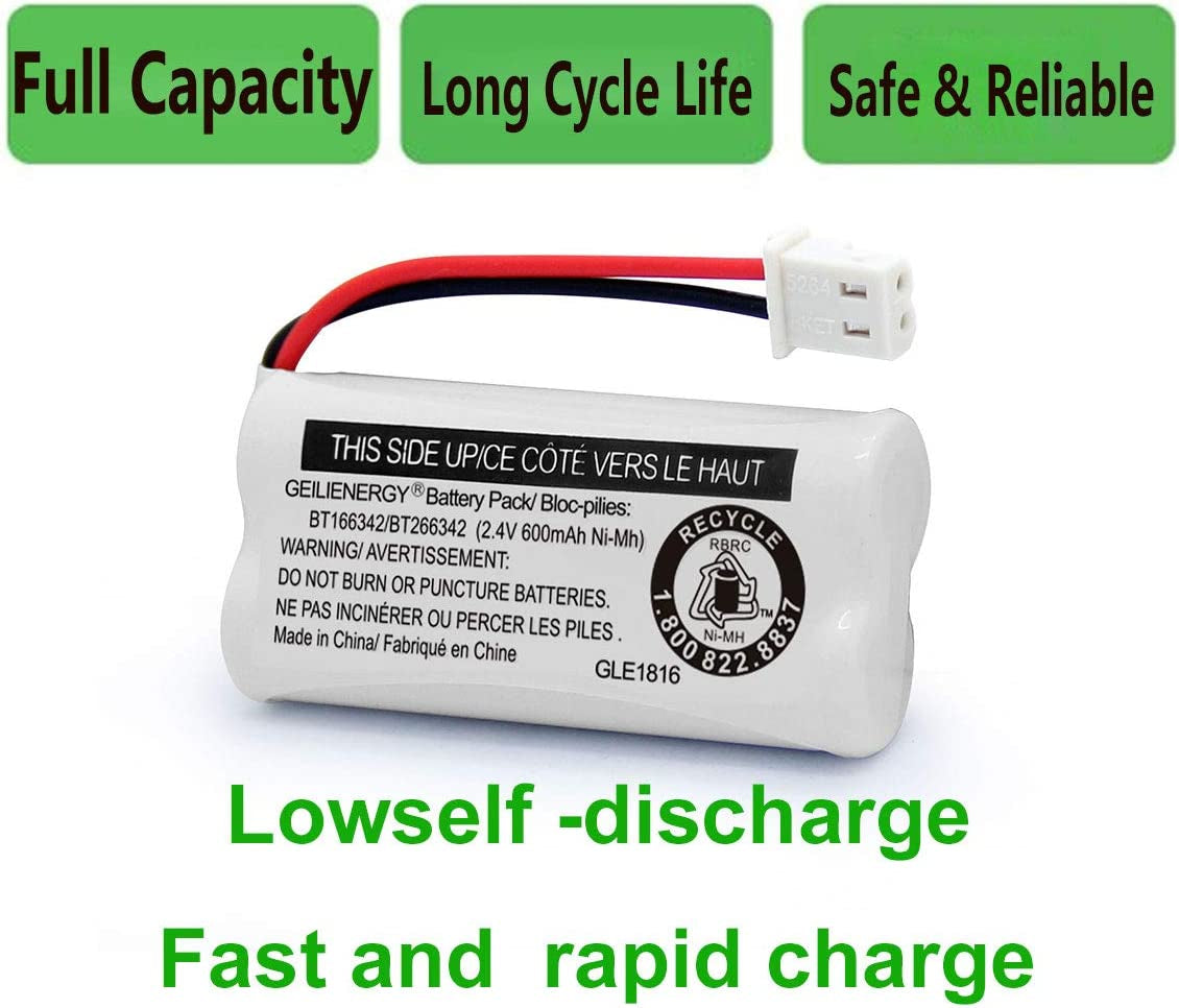 BT162342 BT262342 Battery Compatible with BT183342 BT283342 BT166342 BT266342 Vtech CS6114 CS6419 CS6719 At&T EL52300 CL80111 Cordless Phone(Pack of 2)