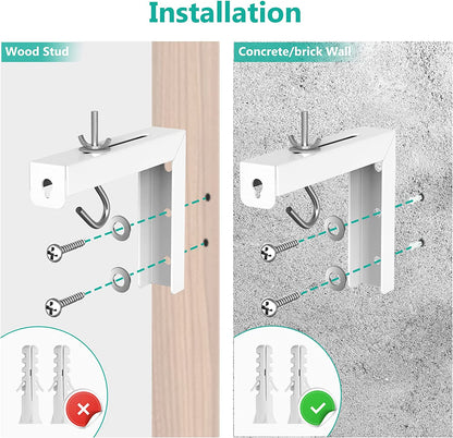 Universal Projector Screen Ceiling Mount, Wall Hanging Mount L-Brackets, 6 Inch Adjustable Extension with Hook Kit, Perfect Projector Screen Placement Hold up to 66 Lbs (PSM001-W), White