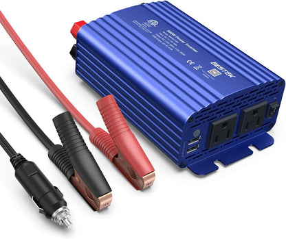 500W Power Inverter DC 12V to 110V AC Converter with 4.8A Dual USB Car Charger ETL Listed (Blue)