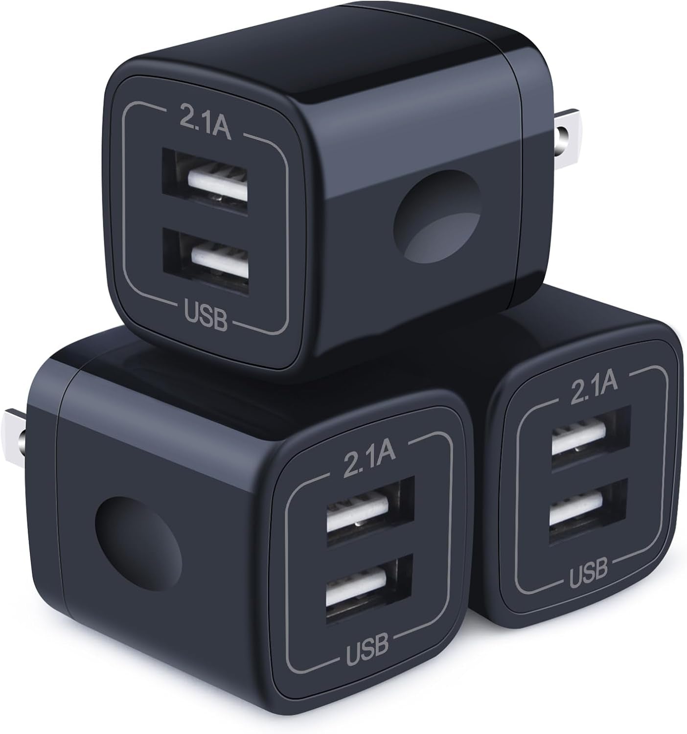 Wall Charger,Charger Cube,Charging Block Fast Charge 3Pack Dual Port 2.1A Power Brick Phone Charging Plug Box Head for Iphone 17/16/15 Pro/14/13/12/11/Xr/8/7/6 Plus,Samsung Galaxy S24 S23 S22 S21 S10