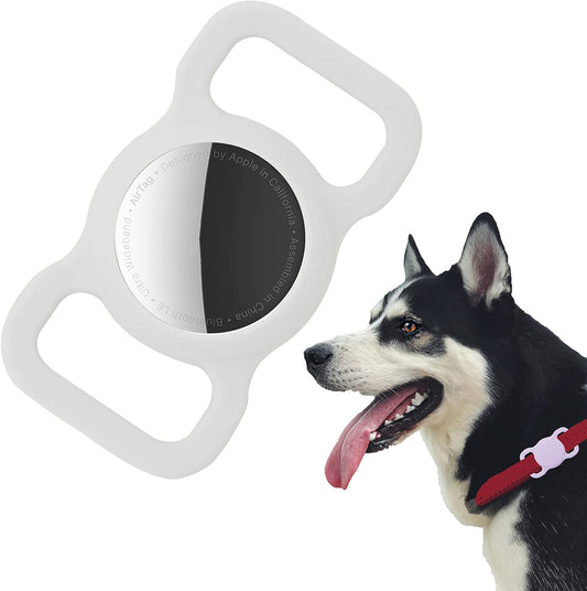 Protective Case Compatible for Airtag GPS Tracker, Fit for Dog Cat Collar Accessories Pet Loop Holder, Silicone Protective Case for Air Tag Lightweight Soft anti Scratch anti Lost(White 1Pack)
