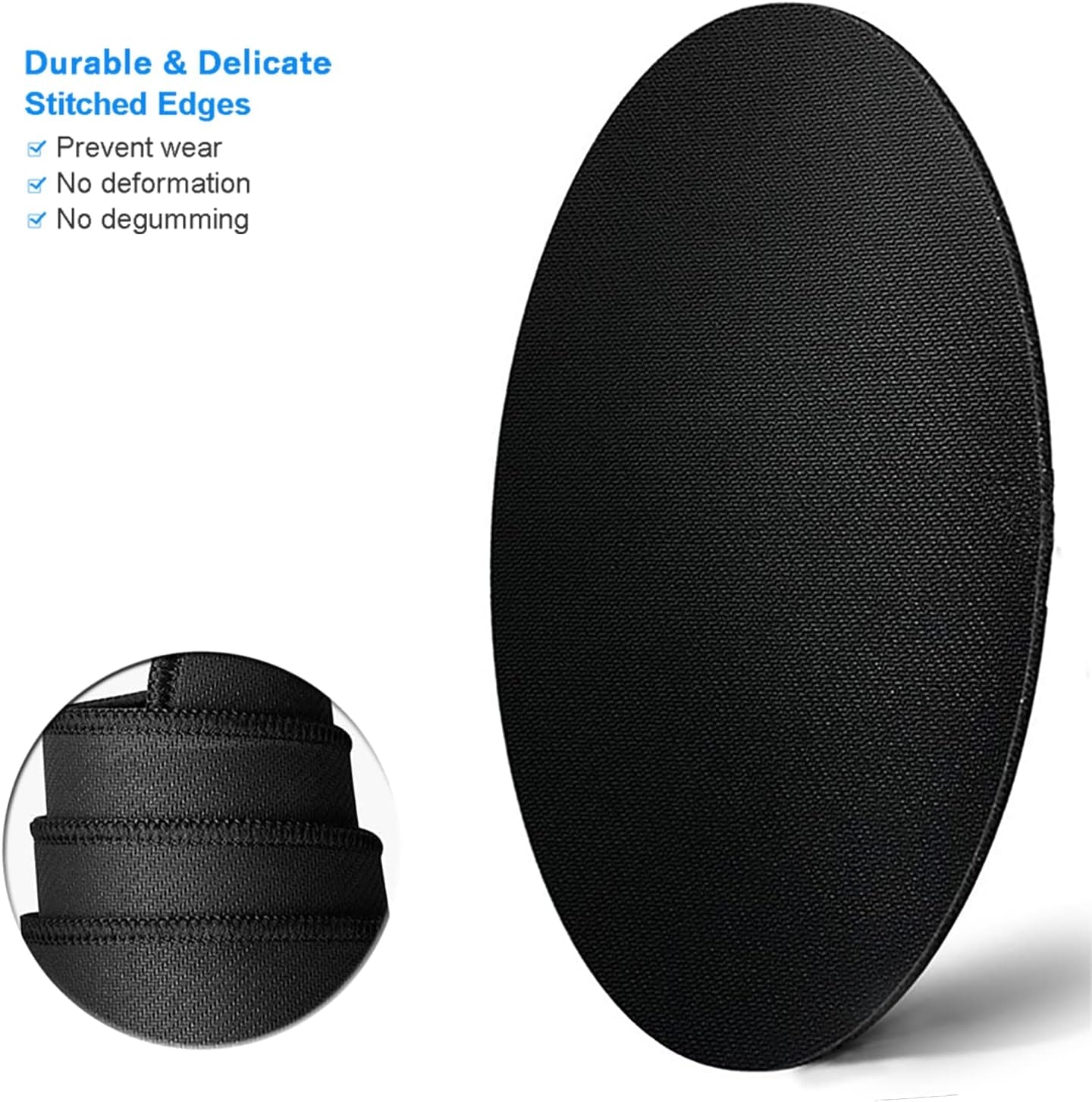 Mouse Pad, round Marble Mouse Mat, Cute Mouse Pad with Design, Non-Slip Rubber Base Mousepad with Stitched Edge, Waterproof Women Office Mouse Pads, Small Size 7.9" X 7.9", Black Marbling