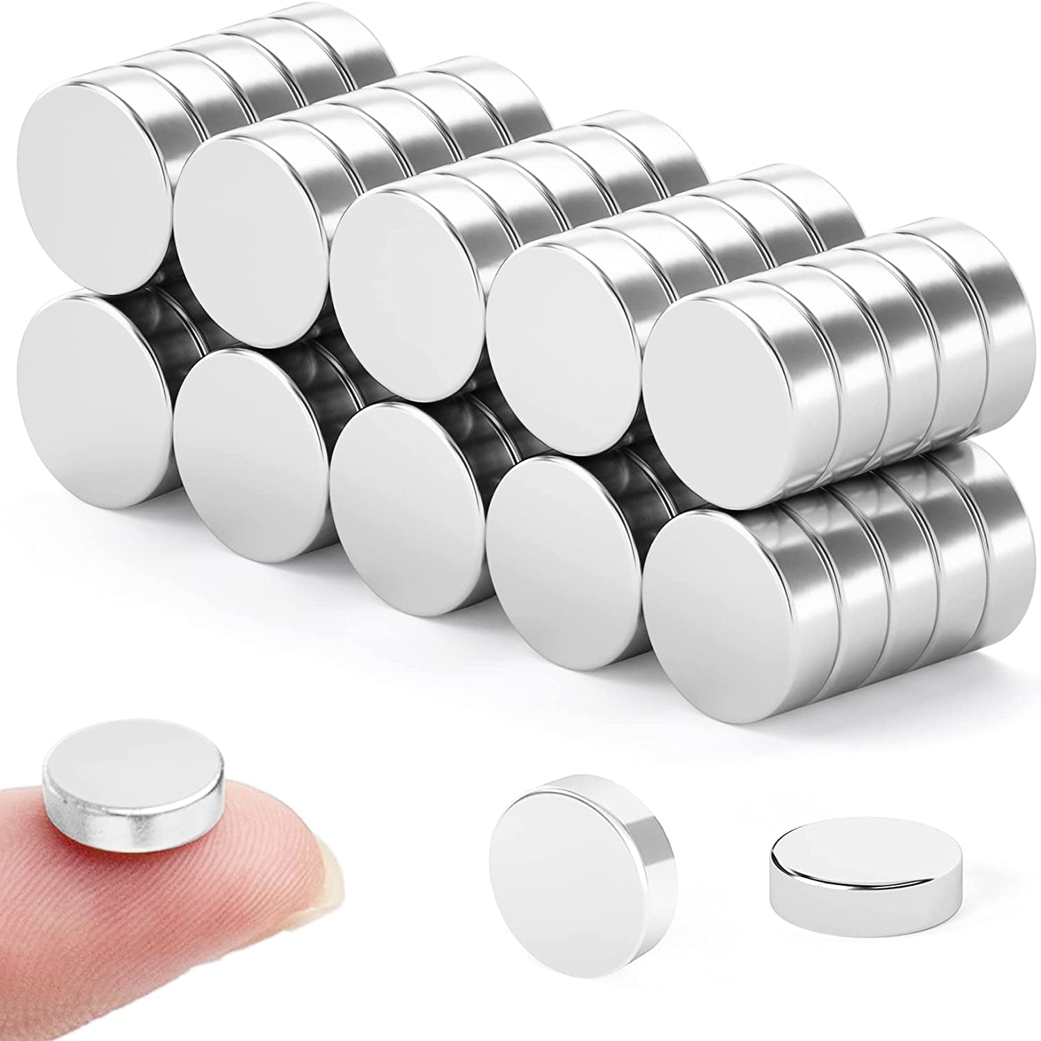 50 Pieces Magnetic for Whiteboard, Small Magnets, Fridge Magnet, Magnet for Fridge, Premium Brushed Nickel Refrigerator Magnets, Magnets for Crafts