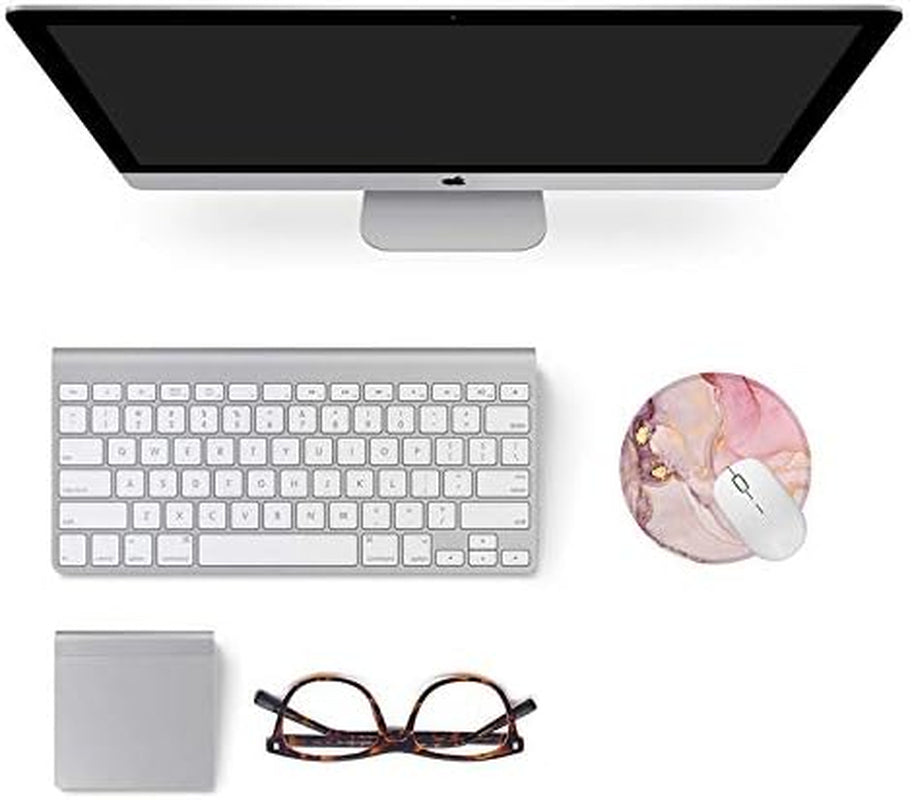 Mouse Pad, Cute Circular Mousepad with Design, Beautiful Parttern Mouse Pads with Stitched Edge, 7.9X7.9 Inch Small Mouse Mat for Laptop and Computer(3Pack Pretty Marble-2)
