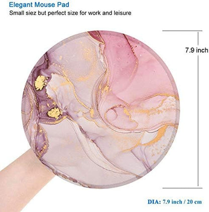 Mouse Pad, Cute Circular Mousepad with Design, Beautiful Parttern Mouse Pads with Stitched Edge, 7.9X7.9 Inch Small Mouse Mat for Laptop and Computer(3Pack Pretty Marble-2)