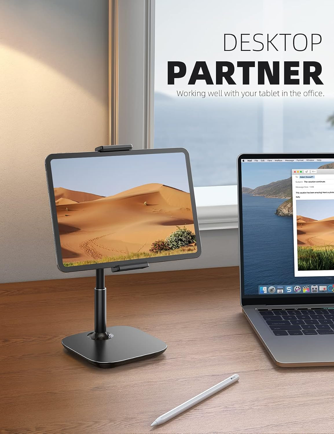 Tablet Stand Holder, Gooseneck Tablet Mount - 2.5Lb Heavy Duty Base Adjustable Desktop Stand with 360 Degree Rotating for 4.7-13" Tablet, Ipad Pro 12.9 Air Mini, Fire, Kindle, Tabs, Black