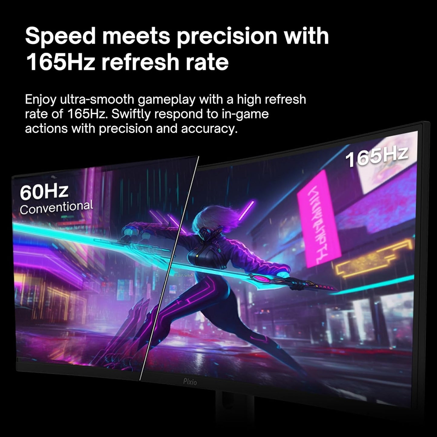 PXC325 32 Inch 165Hz Refresh Rate FHD 1080P Resolution 1500R Curved VA Panel 1Ms MPRT Response Time Adaptive Sync HDR Tilting Stand Gaming Monitor