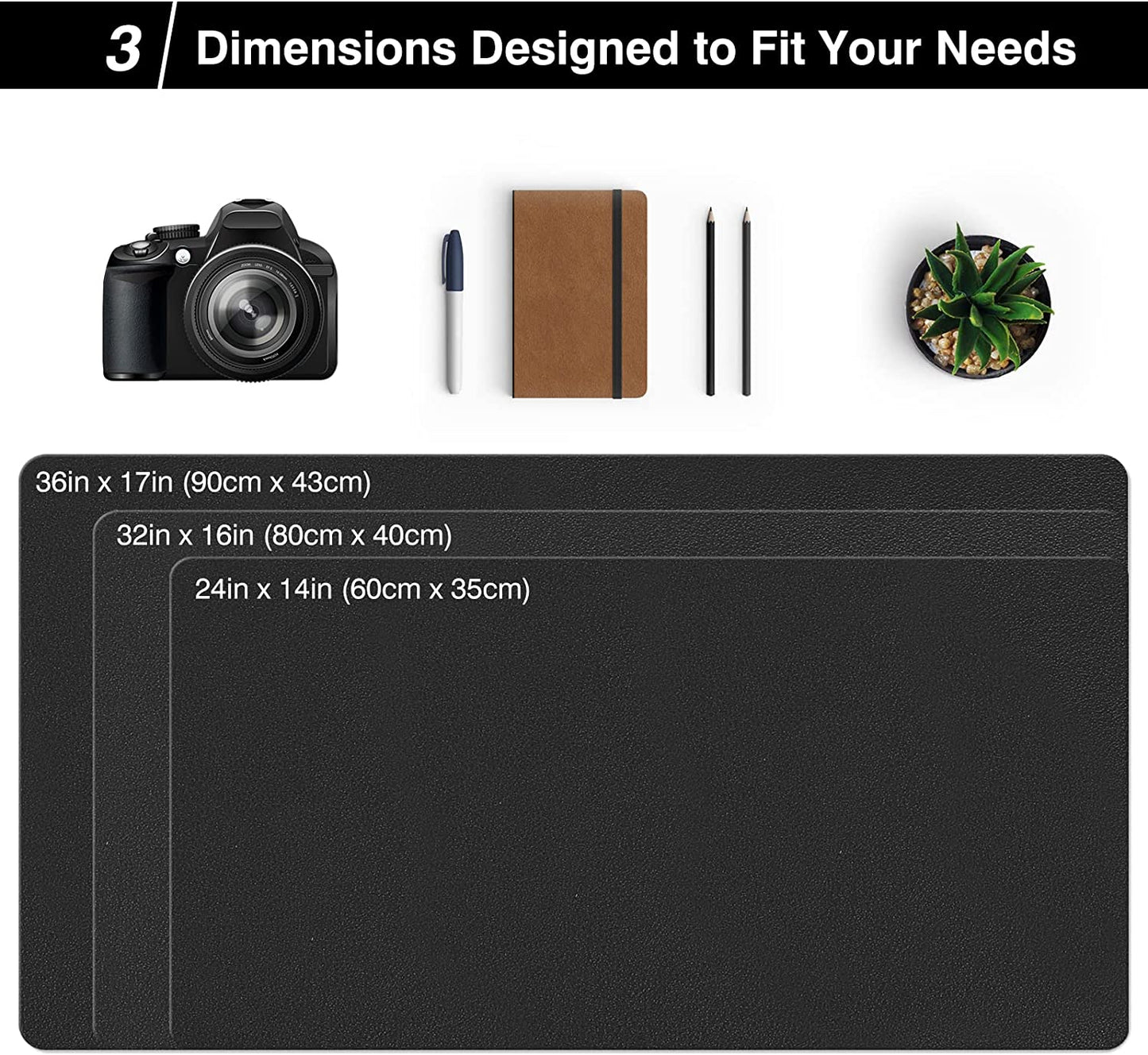 Dual Sided Desk Pad, Large Desk Mat, Waterproof Desk Blotter Protector Mouse Pad, Leather Desk Pad Large for Keyboard and Mouse (36" X 17", Black)