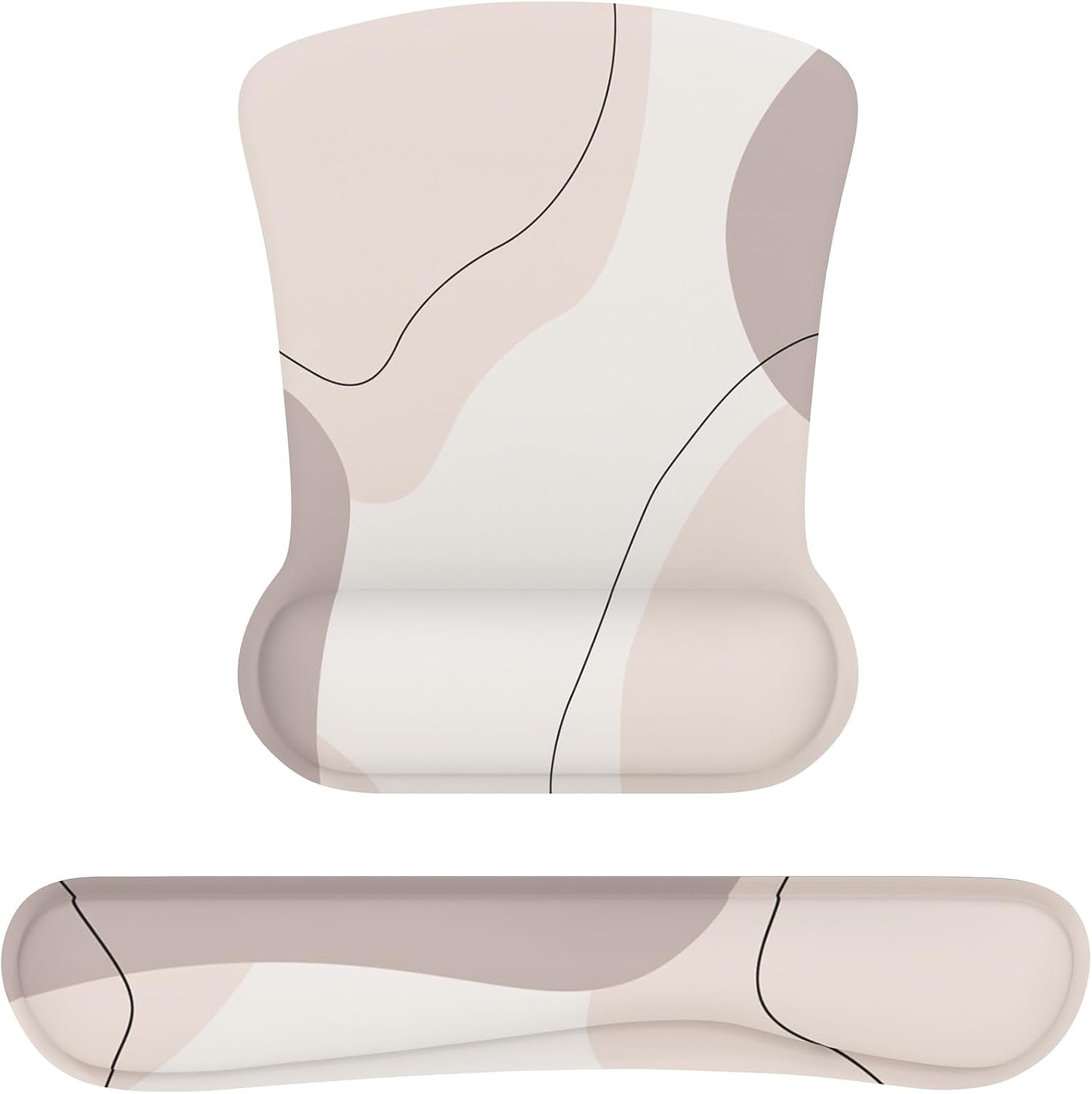 Mouse Pad with Wrist Rest, Keyboard Wrist Rest, Made of Memory Foam, Ergonomic Support, Easy Typing and Relieve Wrist Pain for Gaming, Computer, Office, Laptop-Brown Art