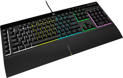 K55 RGB Pro-Dynamic RGB Backlighting - Six Macro Keys with Elgato Stream Deck Software Integration-Ip42 Dust and Spill Resistant-Detachable Palm Rest-Dedicated Media and Volume Keys, Black