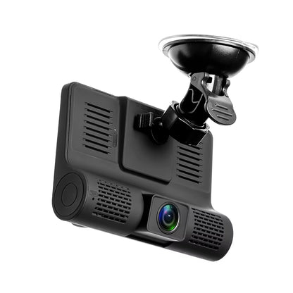 【Triple Lens System】4" 3-Channel Dash Cam - Front/Rear/Interior Car DVR with Night Vision, 24H Parking Mode, Loop Recording