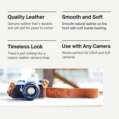 STRAPS Classic Leather Camera Strap | 17.5" Full-Grain Leather with Suede Backing, Fits DSLR & SLR Cameras