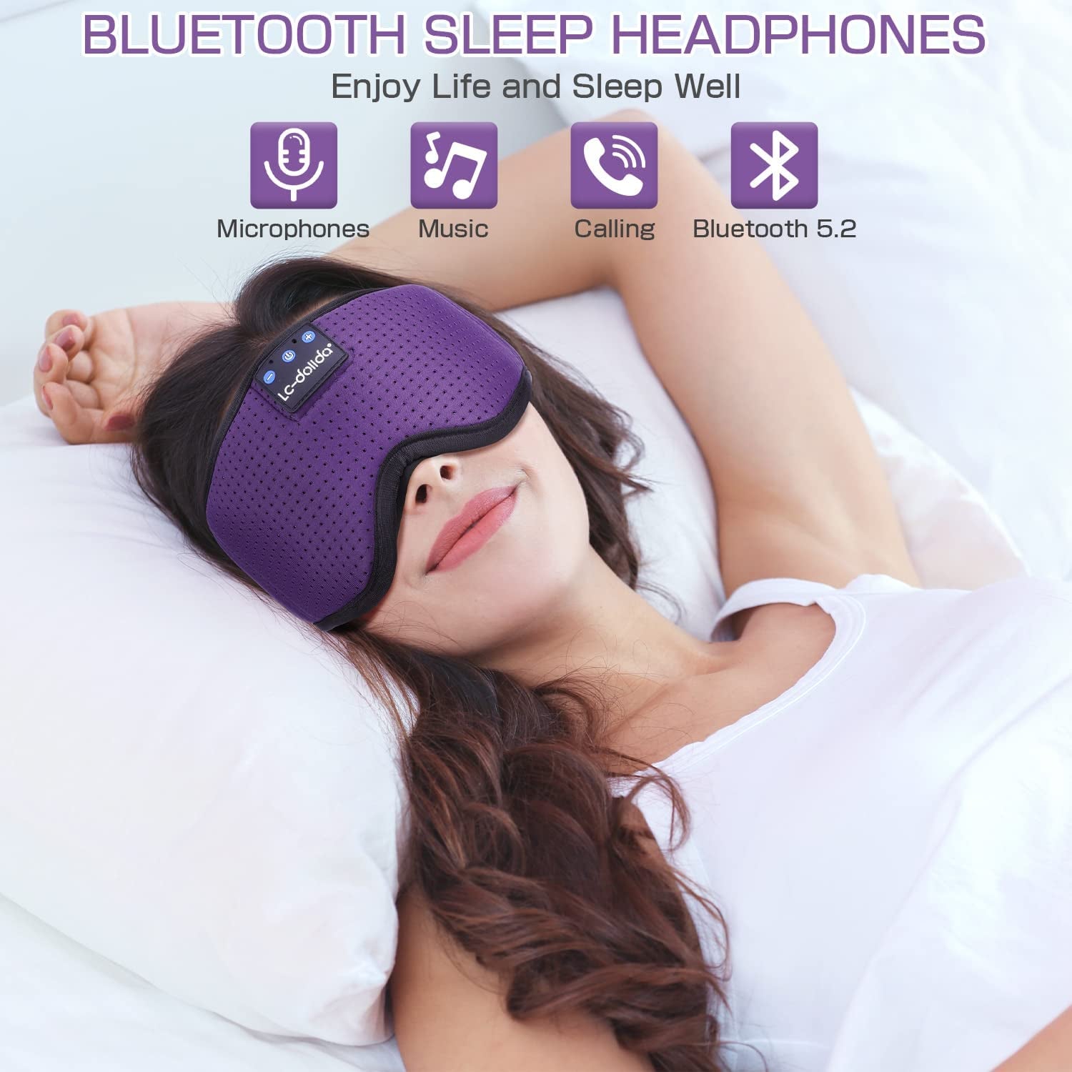 Sleep Headphones, Silk Sleep Mask Bluetooth Wireless Music Eye Mask, Sleeping Headphones for Side Sleepers Sleep Mask with Bluetooth Headphones Ultra-Thin Stereo Speaker Perfect for Sleeping