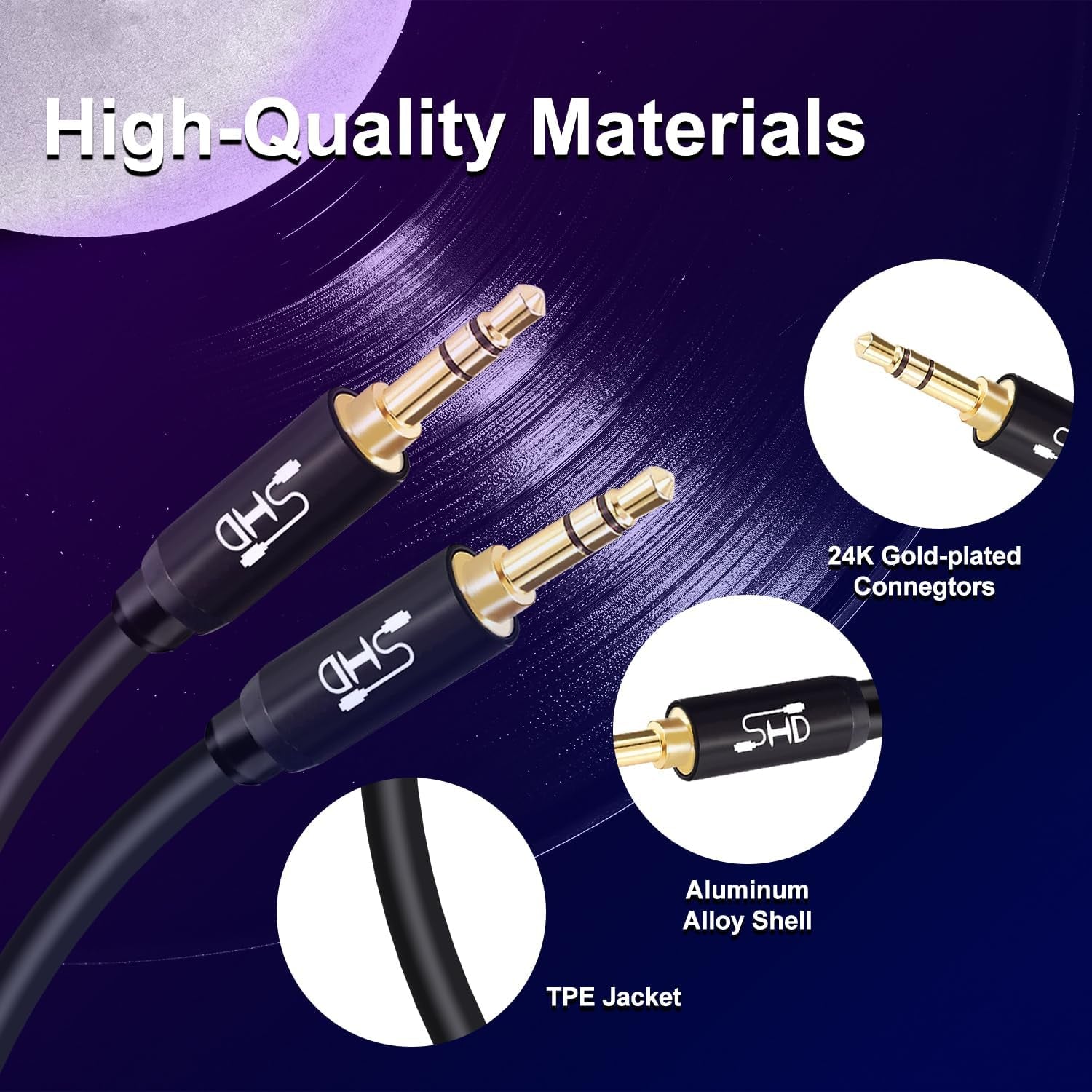 Aux Cable, 3.5Mm Audio Cable Aux for Car Auxiliary Audio Stereo Cable 3.5Mm Cord Premium Sound Dual Shielded with Gold Plated Connectors-6Feet…