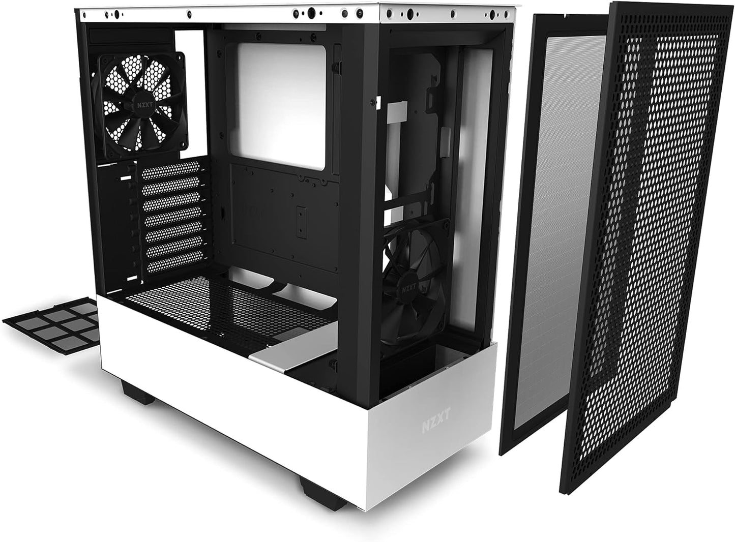 H510 Flow Matte White - Compact ATX PC Gaming Case - Tempered Glass - Enhanced Cable Management - Water-Cooling Ready