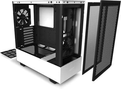 H510 Flow Matte White - Compact ATX PC Gaming Case - Tempered Glass - Enhanced Cable Management - Water-Cooling Ready