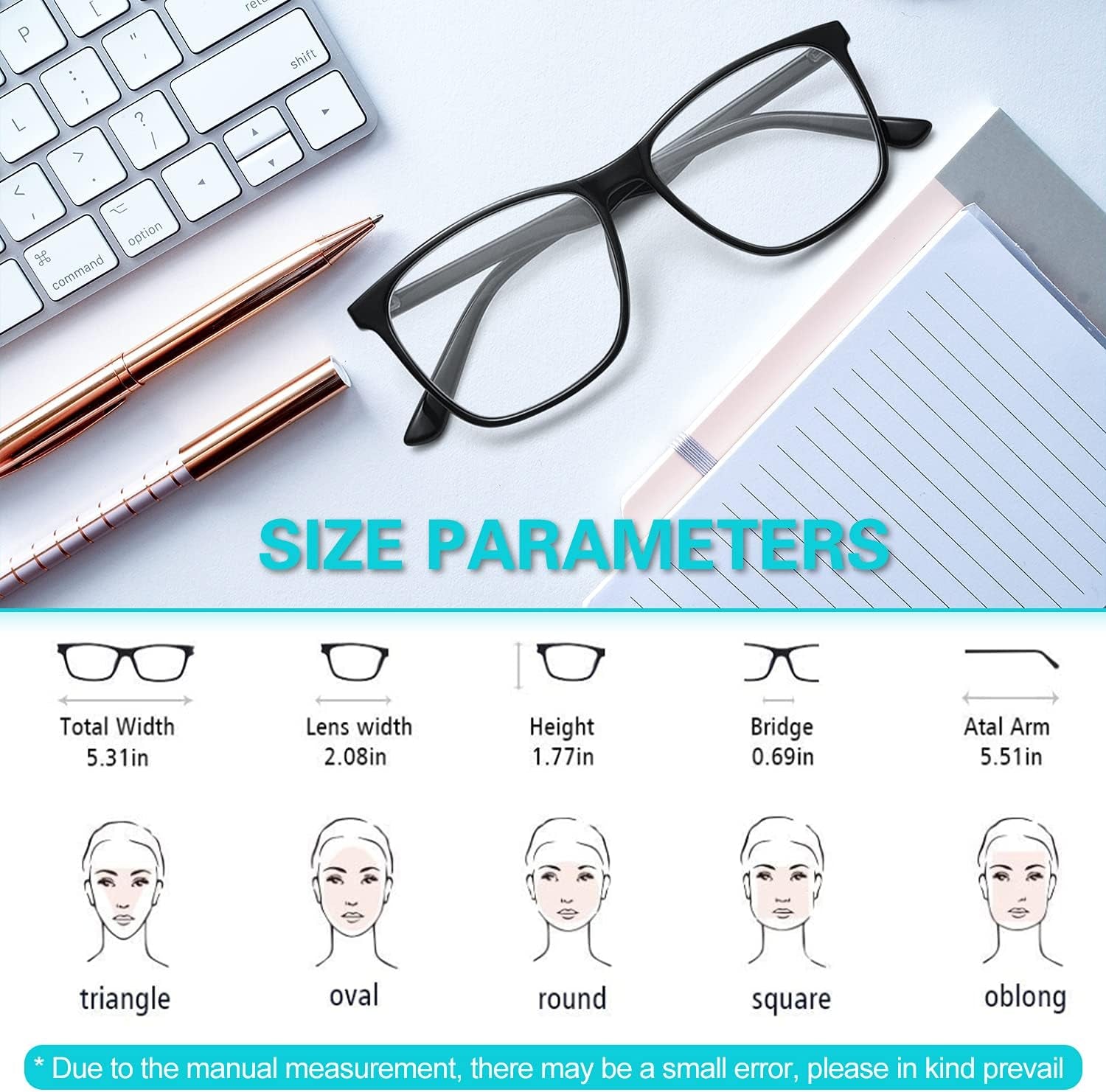 Blue Light Blocking Glasses Women/Men, Fashion Lightweight Frame Computer Eye Glasses anti Eyestrain & UV Glare for Gaming & Reading, 2-Pack (A)