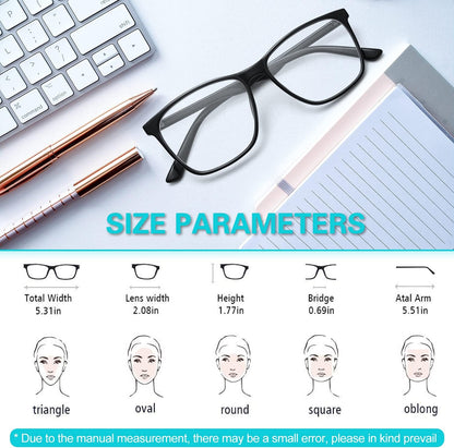 Blue Light Blocking Glasses Women/Men, Fashion Lightweight Frame Computer Eye Glasses anti Eyestrain & UV Glare for Gaming & Reading, 2-Pack (A)