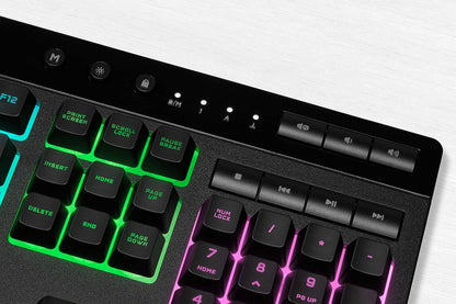 K55 RGB Pro-Dynamic RGB Backlighting - Six Macro Keys with Elgato Stream Deck Software Integration-Ip42 Dust and Spill Resistant-Detachable Palm Rest-Dedicated Media and Volume Keys, Black