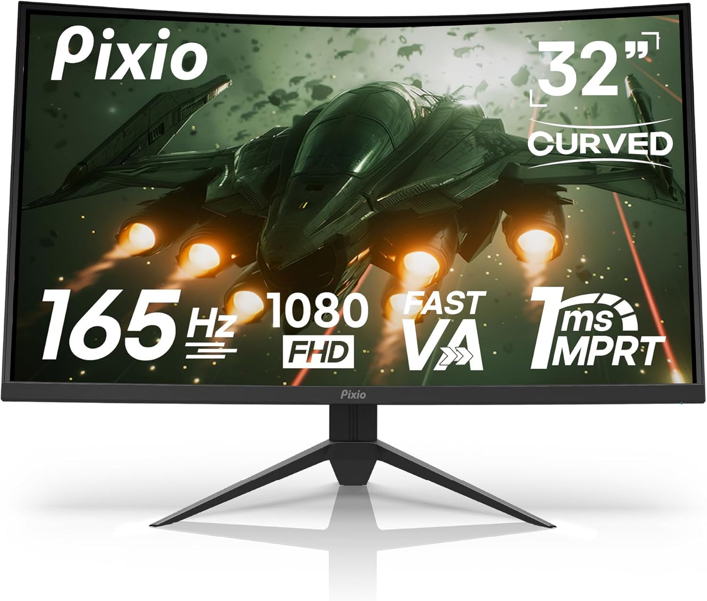 PXC325 32 Inch 165Hz Refresh Rate FHD 1080P Resolution 1500R Curved VA Panel 1Ms MPRT Response Time Adaptive Sync HDR Tilting Stand Gaming Monitor