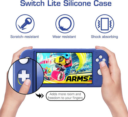 Protective Case for Switch Lite, Silicone Cover, Shock-Absorption Anti-Scratch Non-Slip Case - Blue