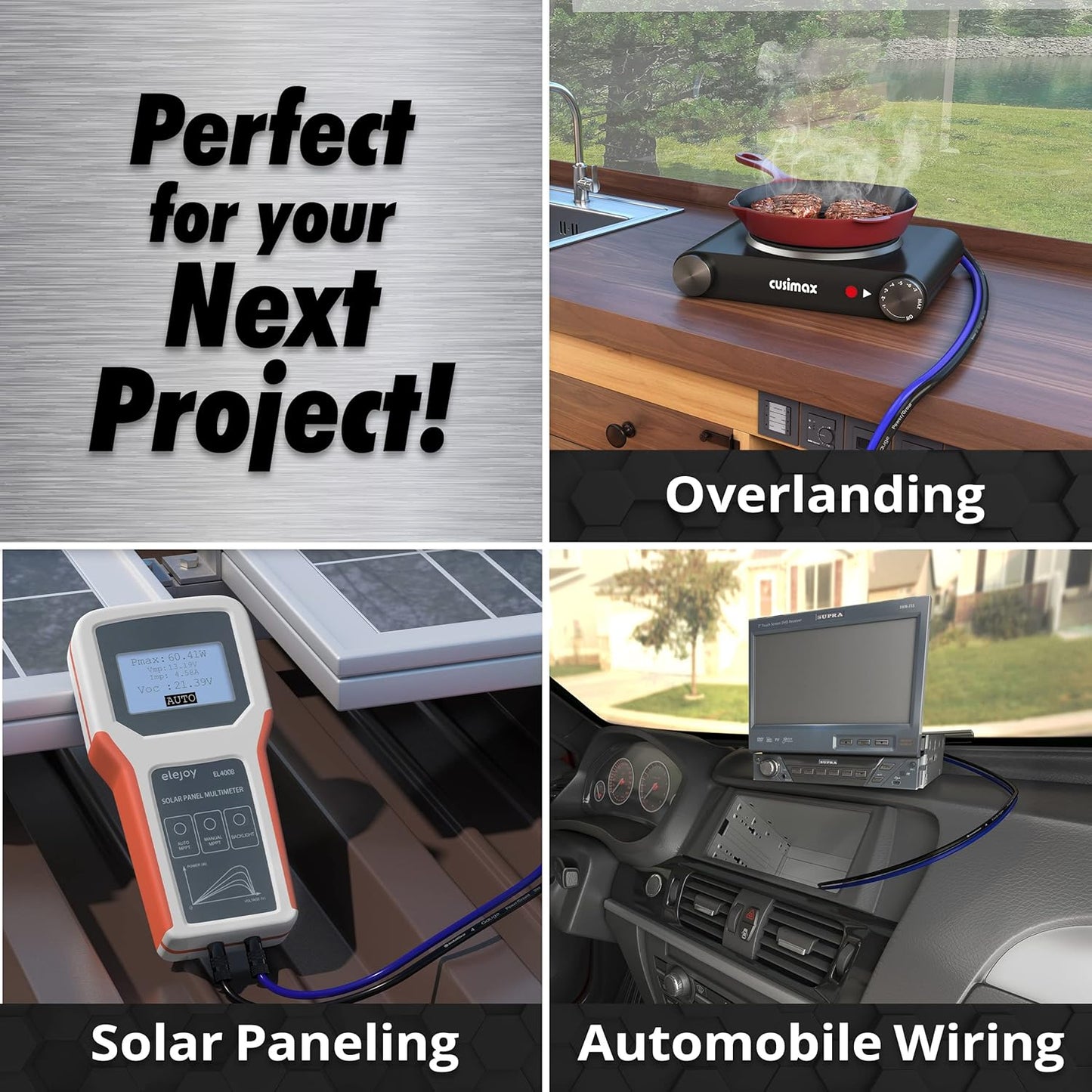 10 Gauge Wire (50Ft) Copper Clad Aluminum CAA - Primary Automotive Wire, Car Amplifier Power and Ground Cable, Battery Cable, Car Audio Speaker Stereo, RV Trailer Wiring Welding Cable 10Ga