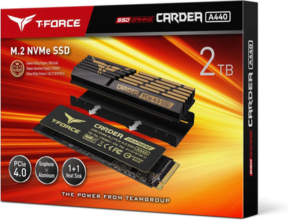 T-FORCE A440 Aluminum Heatsink 2TB DRAM SLC Cache 3D NAND TLC Nvme Pcie Gen4X4 M.2 2280 Internal SSD R/W 7000/6900 Mb/S TM8FPZ002T0C327