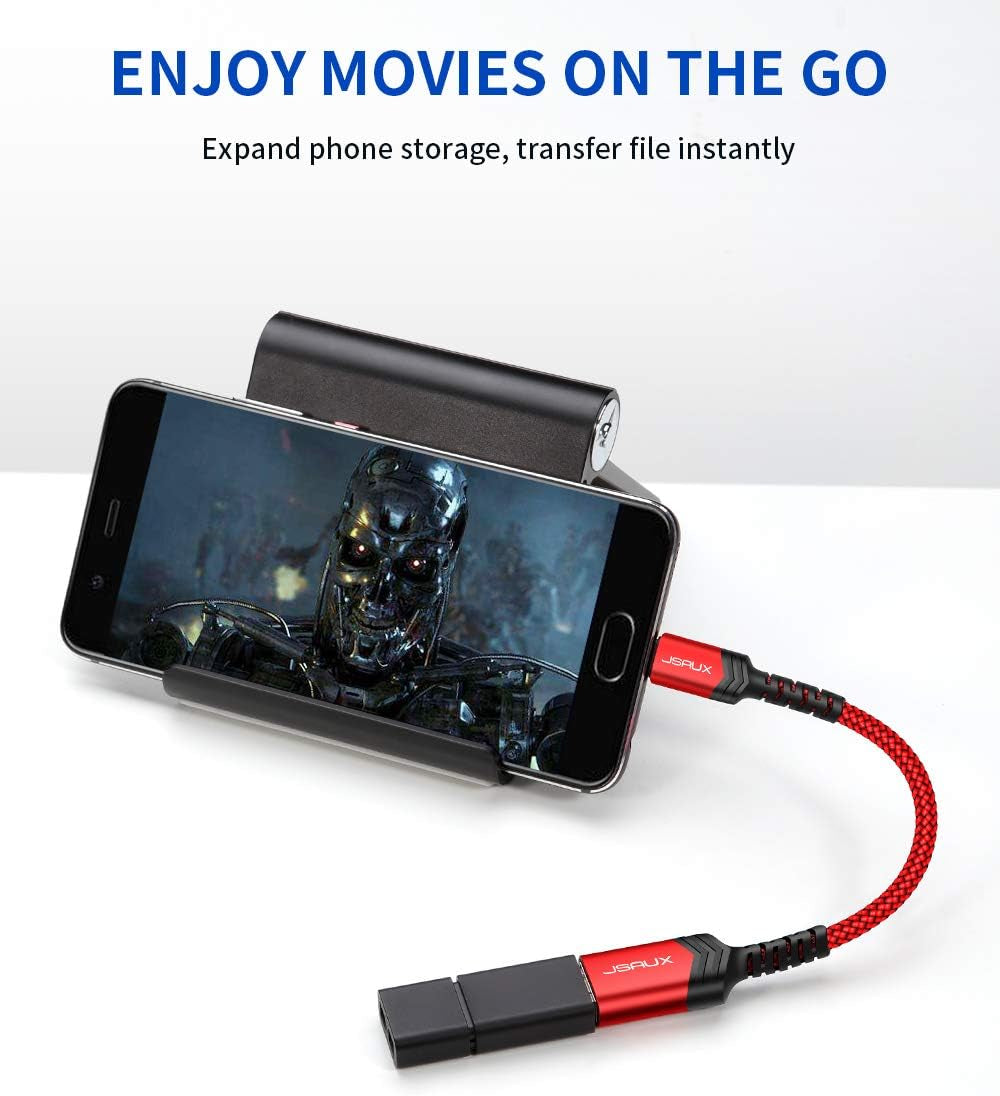 USB C to USB Adapter [2 Pack], Type C 3.0 OTG Cable on the Go Type C Male to USB a Female Adapter Compatible with Macbook, Iphone 16 Pro Max/16 Plus/16E/15, Samsung Galaxy S25/S24/S23-Red