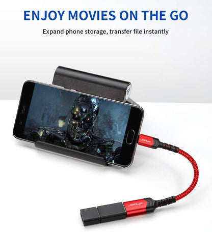 USB C to USB Adapter [2 Pack], Type C 3.0 OTG Cable on the Go Type C Male to USB a Female Adapter Compatible with Macbook, Iphone 16 Pro Max/16 Plus/16E/15, Samsung Galaxy S25/S24/S23-Red