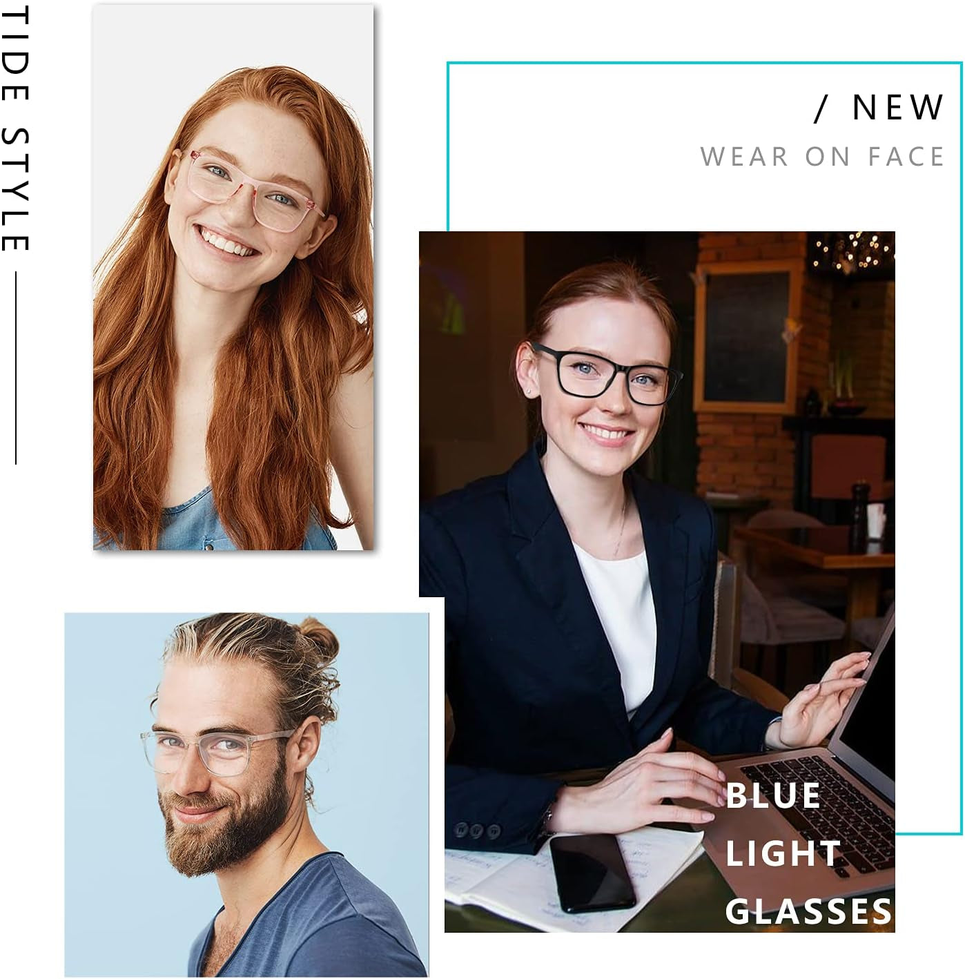 Blue Light Blocking Glasses Women/Men, Fashion Lightweight Frame Computer Eye Glasses anti Eyestrain & UV Glare for Gaming & Reading, 2-Pack (A)