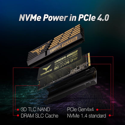T-FORCE A440 Aluminum Heatsink 2TB DRAM SLC Cache 3D NAND TLC Nvme Pcie Gen4X4 M.2 2280 Internal SSD R/W 7000/6900 Mb/S TM8FPZ002T0C327