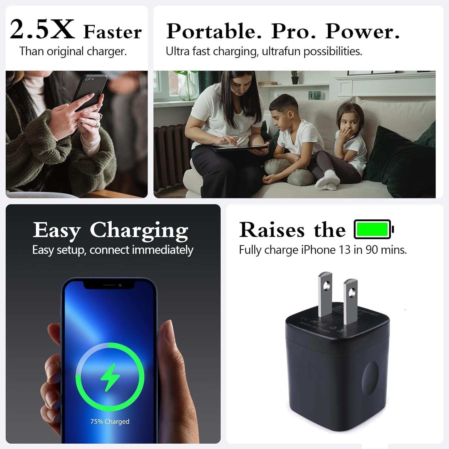 Wall Charger,Charger Cube,Charging Block Fast Charge 3Pack Dual Port 2.1A Power Brick Phone Charging Plug Box Head for Iphone 17/16/15 Pro/14/13/12/11/Xr/8/7/6 Plus,Samsung Galaxy S24 S23 S22 S21 S10