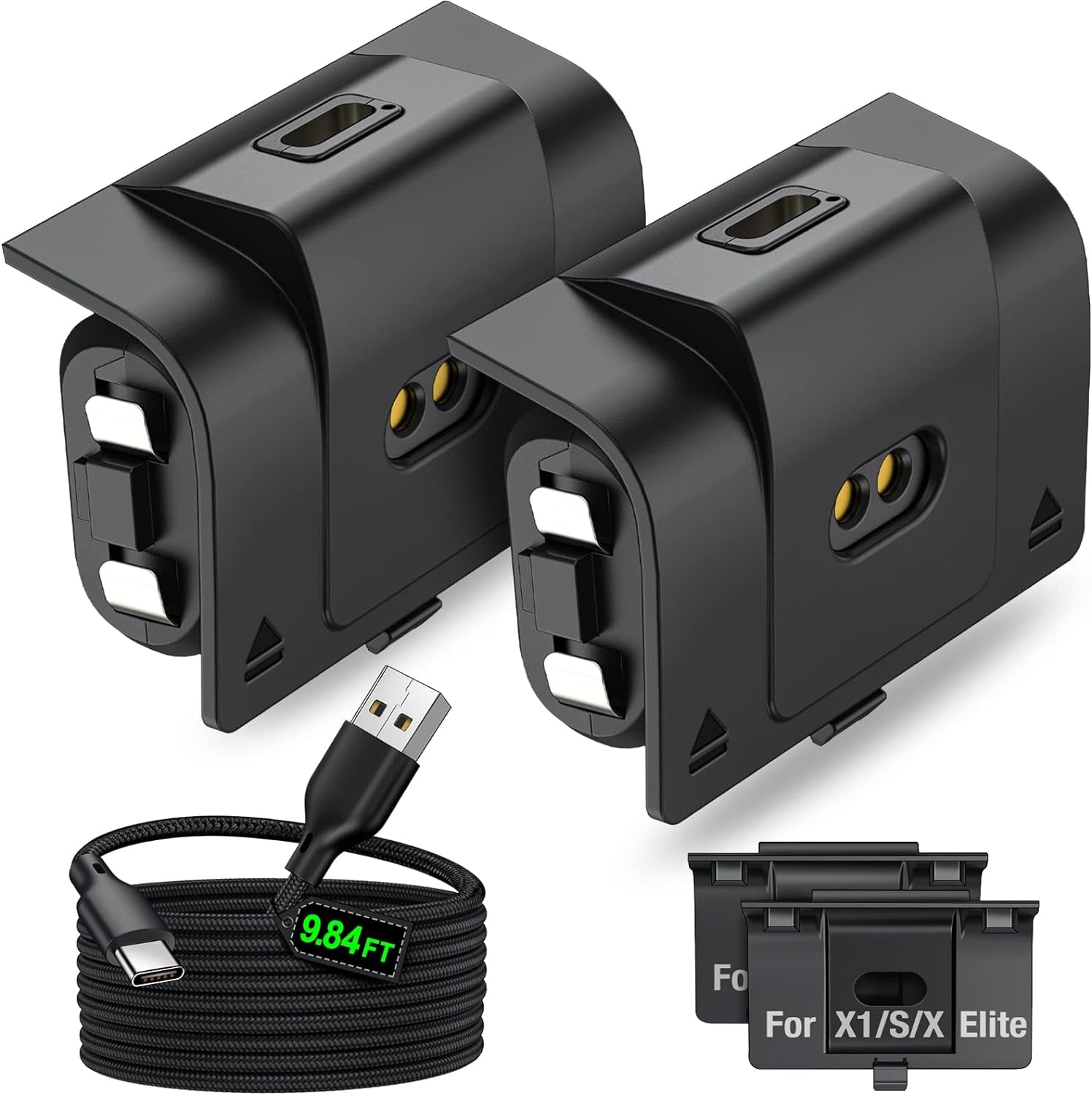 Rechargeable Controller Battery Pack 2X1500Mah Xbox Battery Pack & 4 Battery Covers, Xbox One Controller Battery Pack with 9.84Ft Type-C Cable for Xbox One S/X/Elite