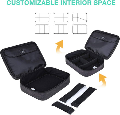 Electronic Organizer,  Accessories Organizer Travel Double Layer Electronics Bag Large for 10.5 Inch Ipad Pro, Adapter, Cables, Black