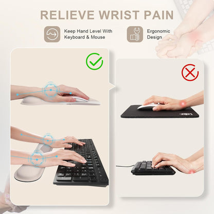Mouse Pad with Wrist Rest, Keyboard Wrist Rest, Made of Memory Foam, Ergonomic Support, Easy Typing and Relieve Wrist Pain for Gaming, Computer, Office, Laptop-Brown Art