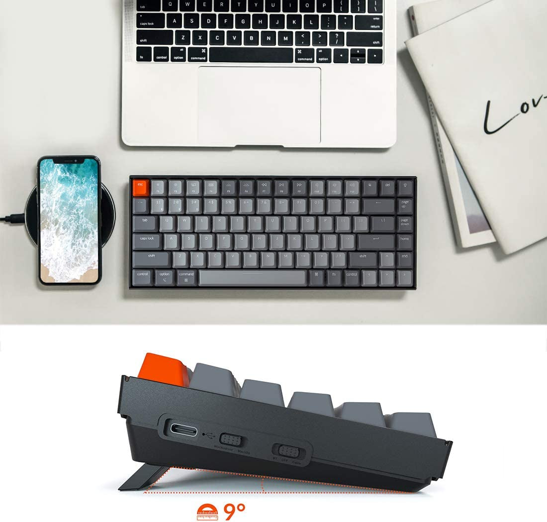 K2 75% Layout RGB Bluetooth Wireless Mechanical Keyboard with Gateron G Pro Brown Switch/Anti Ghosting/N-Key Rollover, Compact 84 Keys USB Wired Gaming Keyboard for Mac Windows-Version 2