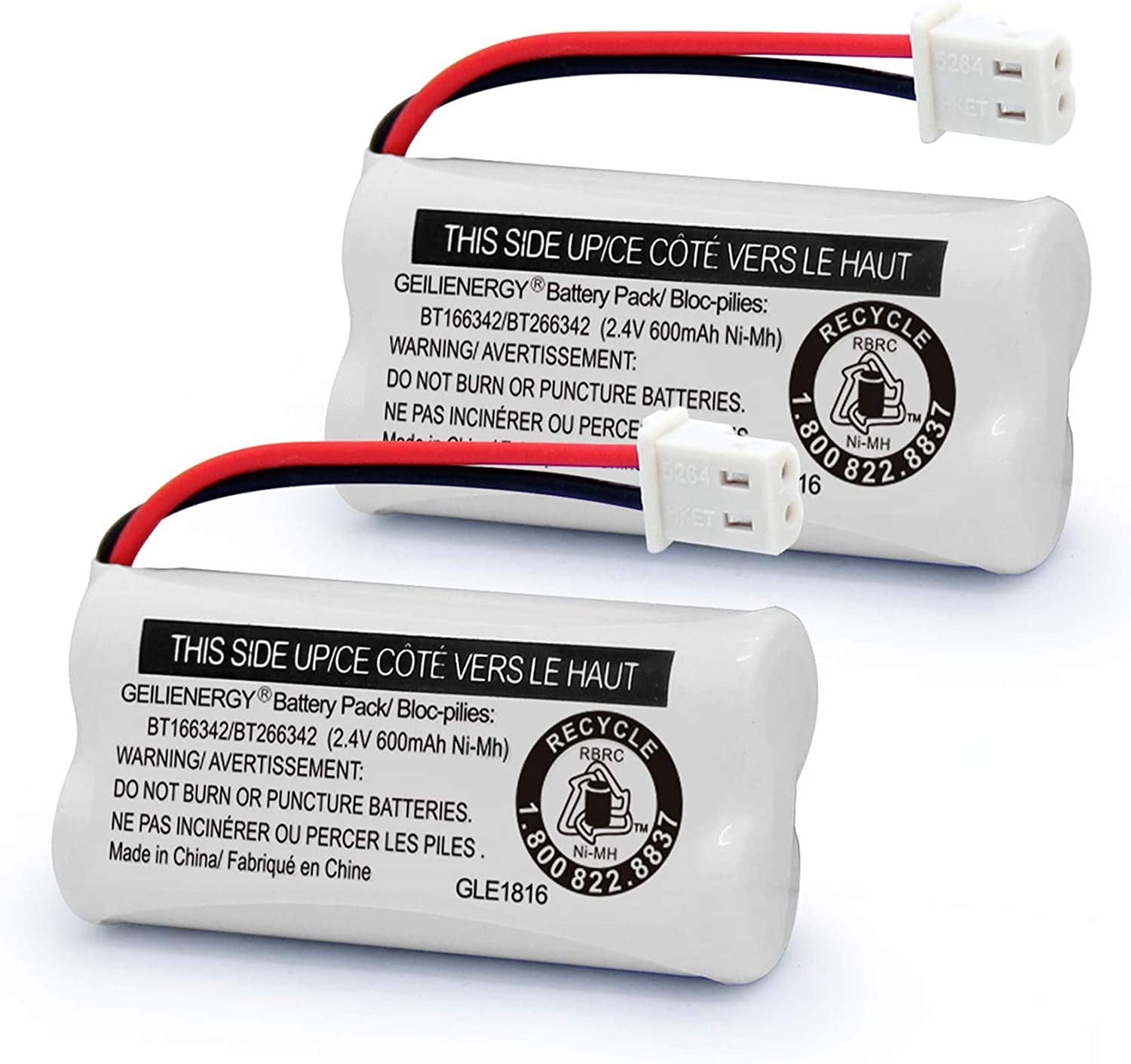 BT162342 BT262342 Battery Compatible with BT183342 BT283342 BT166342 BT266342 Vtech CS6114 CS6419 CS6719 At&T EL52300 CL80111 Cordless Phone(Pack of 2)