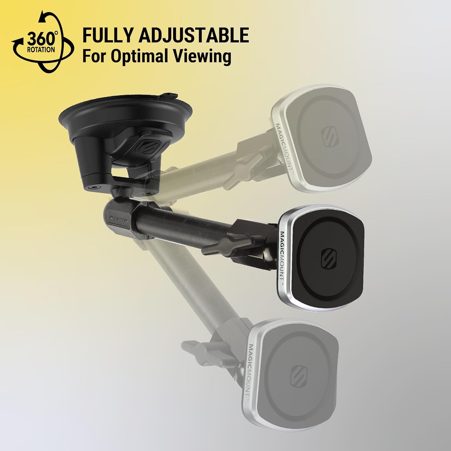 MP2WD2HD Magicmount™ Pro2 XL Heavy Duty, Strong Suction Cup Cell Phone Mount with Long Arm Windshield/Dashboard Phone Holder and Anti-Shake Stabilizer for Iphone, Android, Tablet, Car, Truck