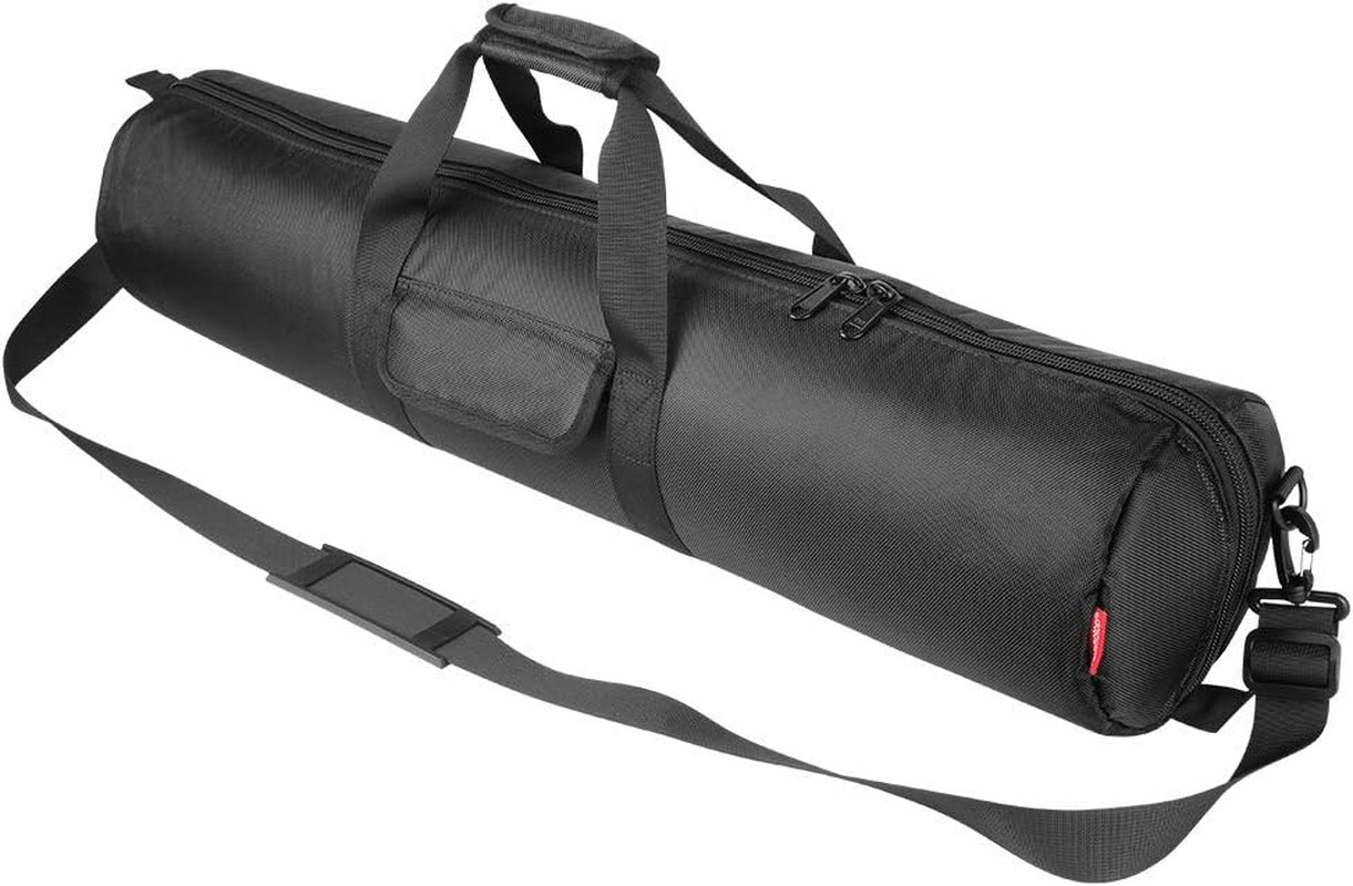 Tripod Case, 31.5X7 in Heavy Duty Tripod Bag with Shoulder Strap and Handle, All Sides 0.4In Thick Padded Carrying Case with Two Zippered Pockets for Speaker Stand, Monopod - R08018 Black