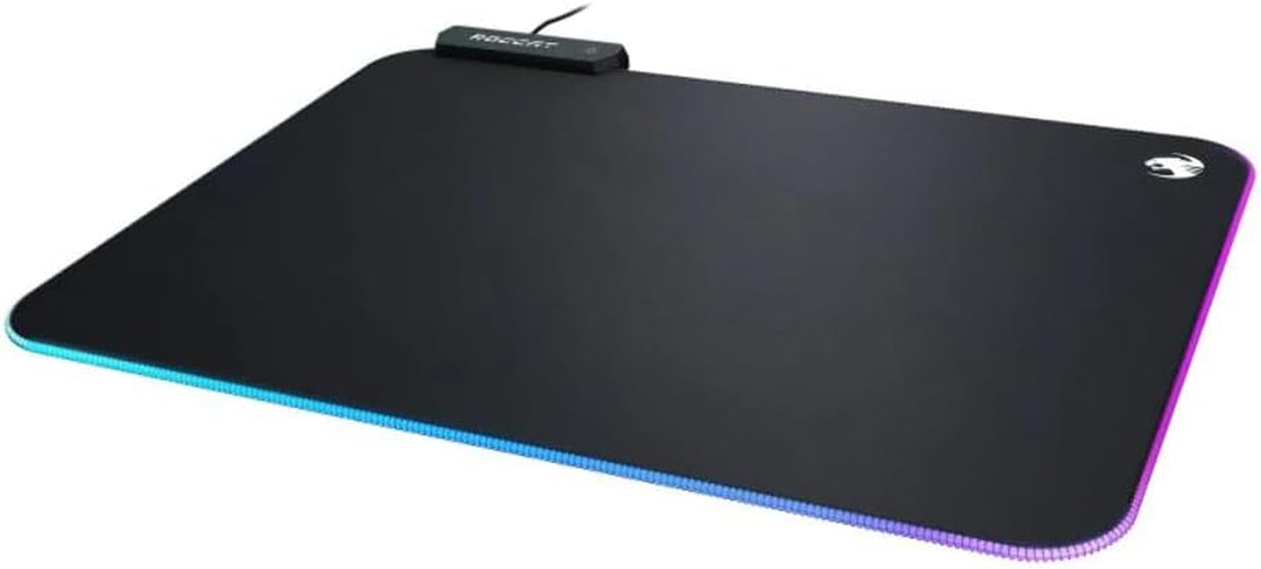 Sense Aimo RGB Illumination Gaming PC Mousepad, Non Slip Back, Computer Mouse Pad, Soft PC Gaming Desktop Mat with Stitched Edges, Owl Eye Sensors, Black, Medium